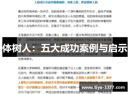 体树人:五大成功案例与启示 体树人:五大成功案例与启示